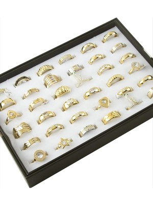 Pileli Store Karışık Lüks Zirkon Taşlı Çelik Yüzük 1 Adet