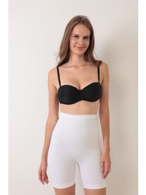 Pileli Store Beyaz Kadın Kalça Kaldırıcı Dikişsiz Korse - 760