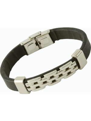 Pileli Store Zincir Desenli Lüks Deri Bileklik