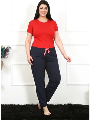 Pileli Store Kadın Pamuklu Büyük Beden Alt Pijama Lacivert
