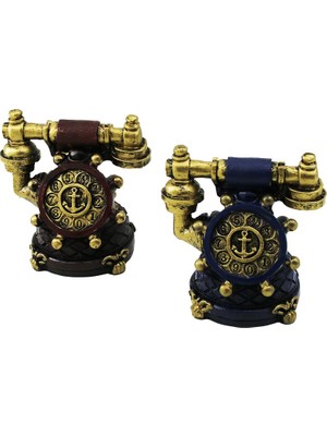 Pileli Store Ankesör Telefon Vintage Dekoratif Biblo - Renkli 10.5x6.5cm Reçine (4887)