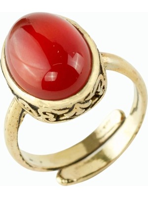 Pileli Store Oval Doğaltaşlı Otantik Yüzük