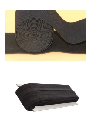 Pileli Store Siyah - 1.5cm Paça Lastik Yassı Geniş 10MT. (4887)