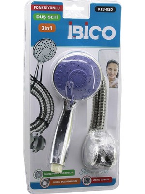 Pileli Store Vakumlu AMBALAJ3İN1DUŞ Seti Fonksiyonlu Duş Başlık - Metal Duş Hortum - Mafsal=askı Vidalı (