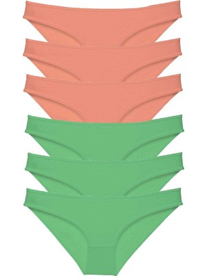 Pileli Store 6 Adet Eko Set Likralı Kadın Slip Külot Pudra Fuşya