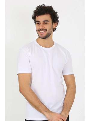 Pileli Store Erkek Sıfır Yaka Beyaz Penye Atlet