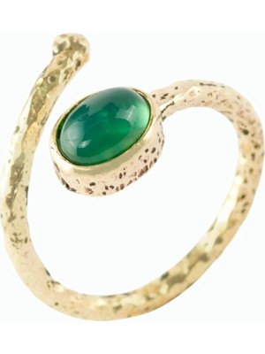 Pileli Store Oval Doğaltaşlı Otantik Yüzük