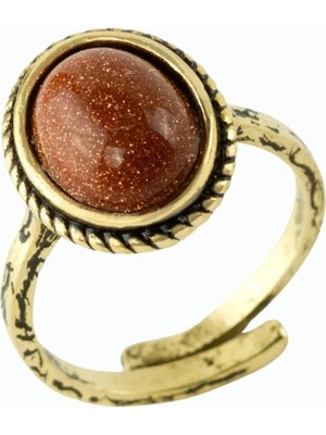 Pileli Store Oval Doğaltaşlı Otantik Yüzük