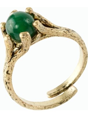 Pileli Store Yuvarlak Doğaltaşlı Otantik Yüzük