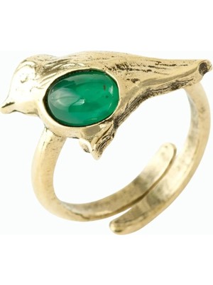 Pileli Store Kuş Doğaltaşlı Otantik Yüzük