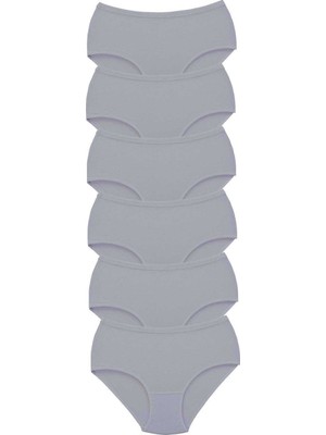 Pileli Store 6 Adet Tutku Kadın Yüksek Bel Bato Kalın Lastik Külot Gri