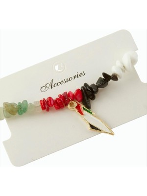 Pileli Store Filistin Kırık Doğaltaş Bileklik