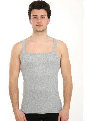 Pileli Store Erkek Kalın Askılı Likralı Atlet Gri