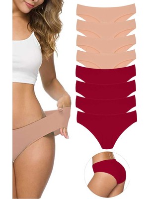 Pileli Store 8 Adet Kadın Dikişsiz Lazer Kesim Esnek Iz Yapmayan Külot S6