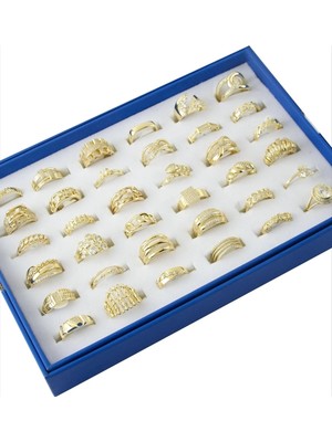 Pileli Store Xuping Karışık Lüks Zirkon Taşlı Çelik Yüzük 1 Adet