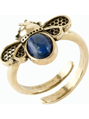 Pileli Store Uğur Böceği Doğaltaşlı Otantik Yüzük