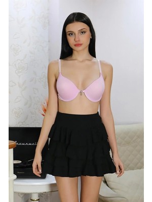 Pileli Store Kadın Destekli Balenli Taş Detaylı Sütyen Lila
