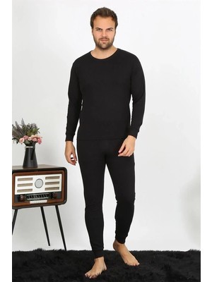 Pileli Store Erkek Termal Kışlık Alt Üst Içlik Takım Siyah