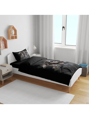 Sarel Group Bts Siyah Baskılı 3D Tek Kişilik Çarşafsız Nevresim Takımı