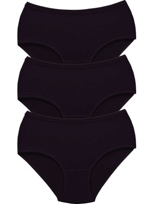 Pileli Store 3 Adet Tutku Kadın Yüksek Bel Bato Kalın Lastik Külot Siyah