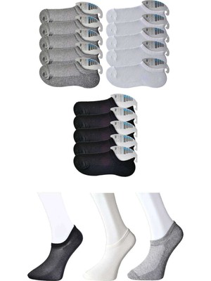 Pileli Store Siyah Gri ve Beyaz Erkek Görünmez Çorap 15 Çift