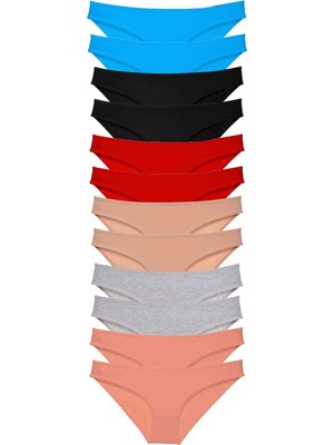 Pileli Store 12 Adet Eko Set Likralı Kadın Slip Külot Çok Renkli 1