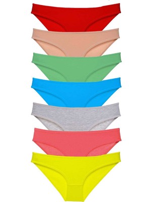 Pileli Store 7 Adet Süper Eko Set Likralı Kadın Slip Külot Çok Renkli