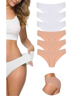Pileli Store 6 Adet Kadın Dikişsiz Lazer Kesim Esnek Iz Yapmayan Külot S3