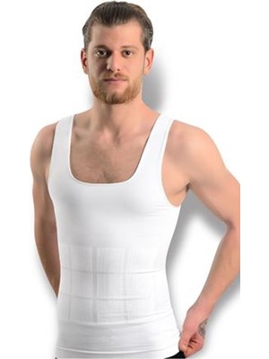 Pileli Store Beyaz Erkek Dikişsiz Vücut Toparlayıcı Korse - 740