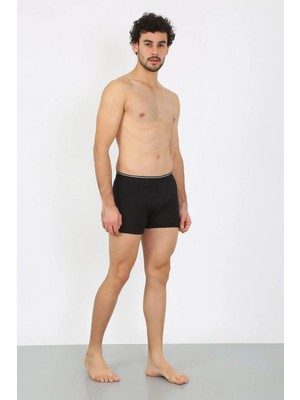 Pileli Store Erkek Pamuk Likralı Boxer Siyah