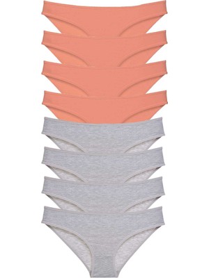 Pileli Store 8 Adet Süper Eko Set Likralı Kadın Slip Külot Pudra Gri