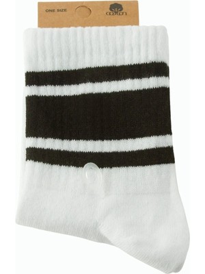 Pileli Store Çizgili Kolej Çorap 8*28