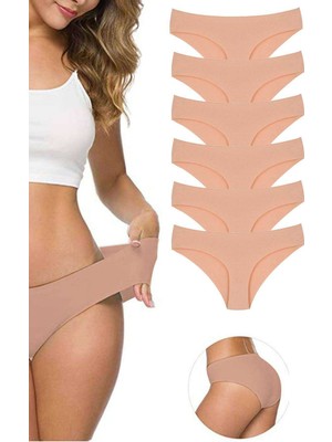 Pileli Store 6 Adet Kadın Dikişsiz Lazer Kesim Esnek Iz Yapmayan Külot Ten
