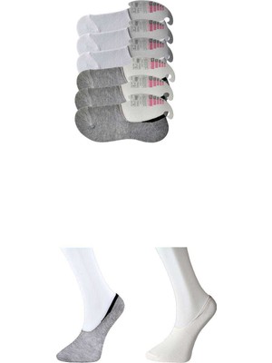 Pileli Store Gri ve Beyaz Kadın Babet Çorap 6 Çift