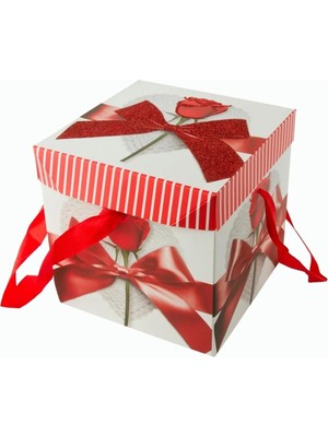 Pileli Store Fiyong Gül Simli Kare Hediyelik Kutu 15 cm