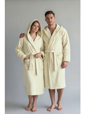 %100 Pamuk Kapüşonlu Oversize Bornoz - Unisex Geniş Kalıp Kadın & Erkek Yüksek Emicilik