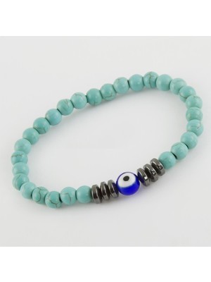Pileli Store Turkuaz Hematit Doğaltaş Bileklik