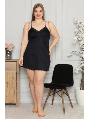 Pileli Store Kadın Pamuklu Ip Askılı Büyük Beden Gecelik
