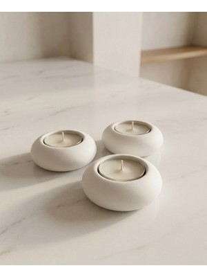 Alyora Taş Tozu Mumluk - 3 Adet Mum 3 Adet Mumluk- Dekoratif