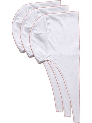 Pileli Store 3 Adet Tesettür Bone Bağcıklı Likralı Beyaz