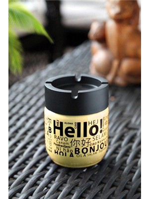 Pileli Store Cam Kokusuz Küllük 425 cc Hello Desenli Sarı