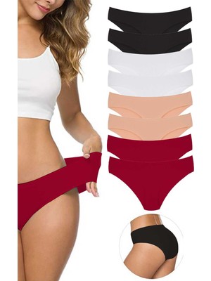 Pileli Store 8 Adet Kadın Dikişsiz Lazer Kesim Esnek Iz Yapmayan Külot S7