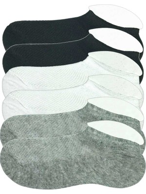 Pileli Store 6 Adet Çocuk Sneaker Patik Çorap Siyah Beyaz Gri