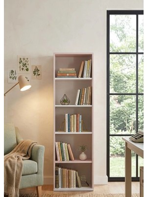 Alpino Leia Kitaplık (Butter Milk) - 50 x 35 x 171