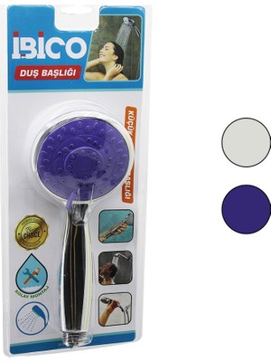 Pileli Store Küçük Yuvarlak - Bombeli=8cm Duş Başlık Kademeli Krom Gövde-Beyaz-Renkli Zemin Sap:11.5cm