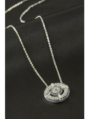 Pileli Store Göz Zirkon Taşlı Kolye