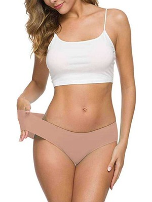 Pileli Store Kadın Dikişsiz Lazer Kesim Esnek Iz Yapmayan Külot Ten