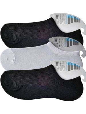 Pileli Store Siyah ve Beyaz Erkek Görünmez Çorap 3 Çift
