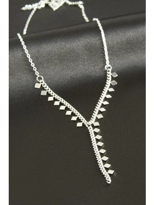 Pileli Store Baklava Şekilli Y Kolye