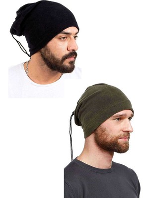 Pileli Store 2 Adet Polar Ipli Bere ve Boyunluk Siyah Yeşil